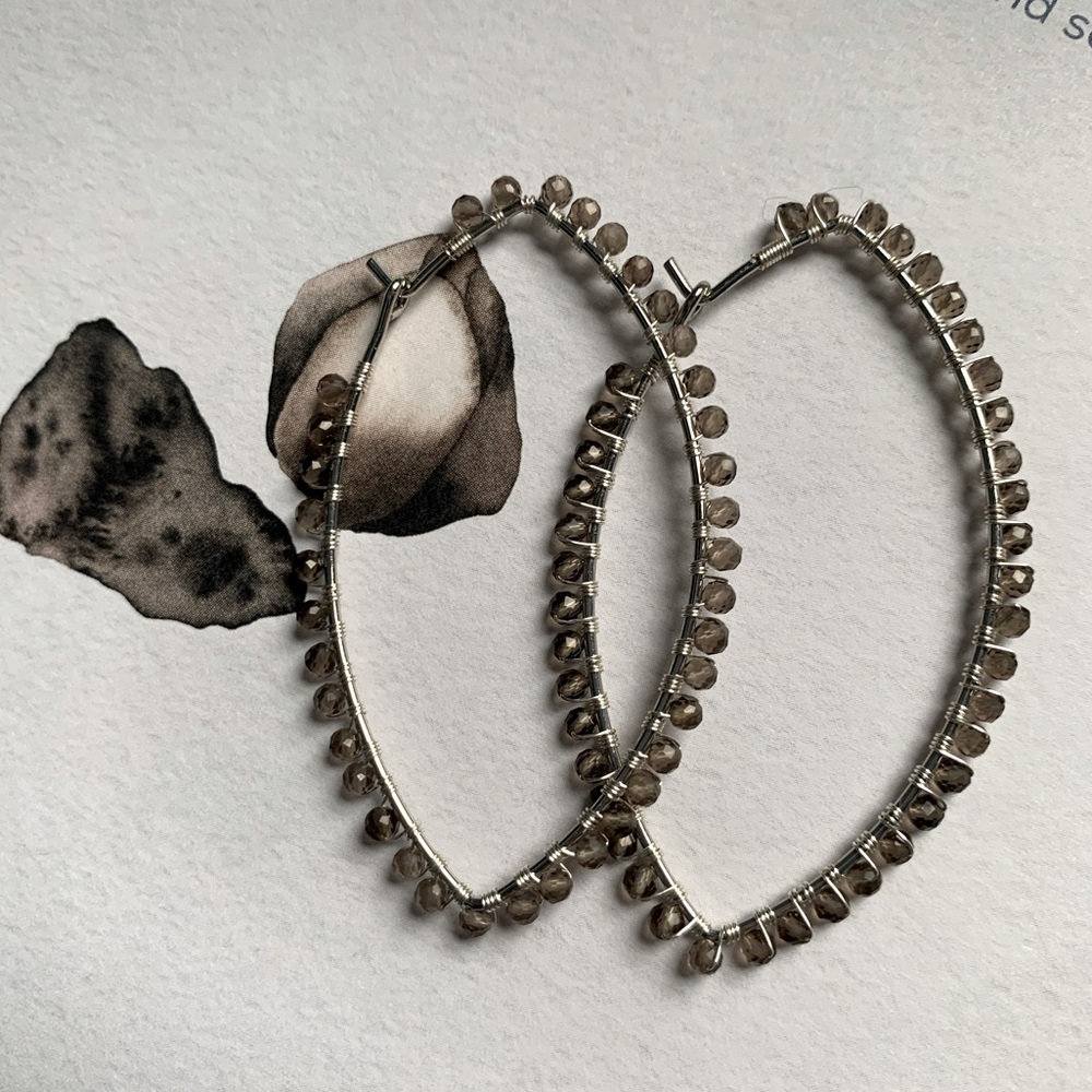 Handcrafted Smoky Quartz Earrings (Rhodium Plated)